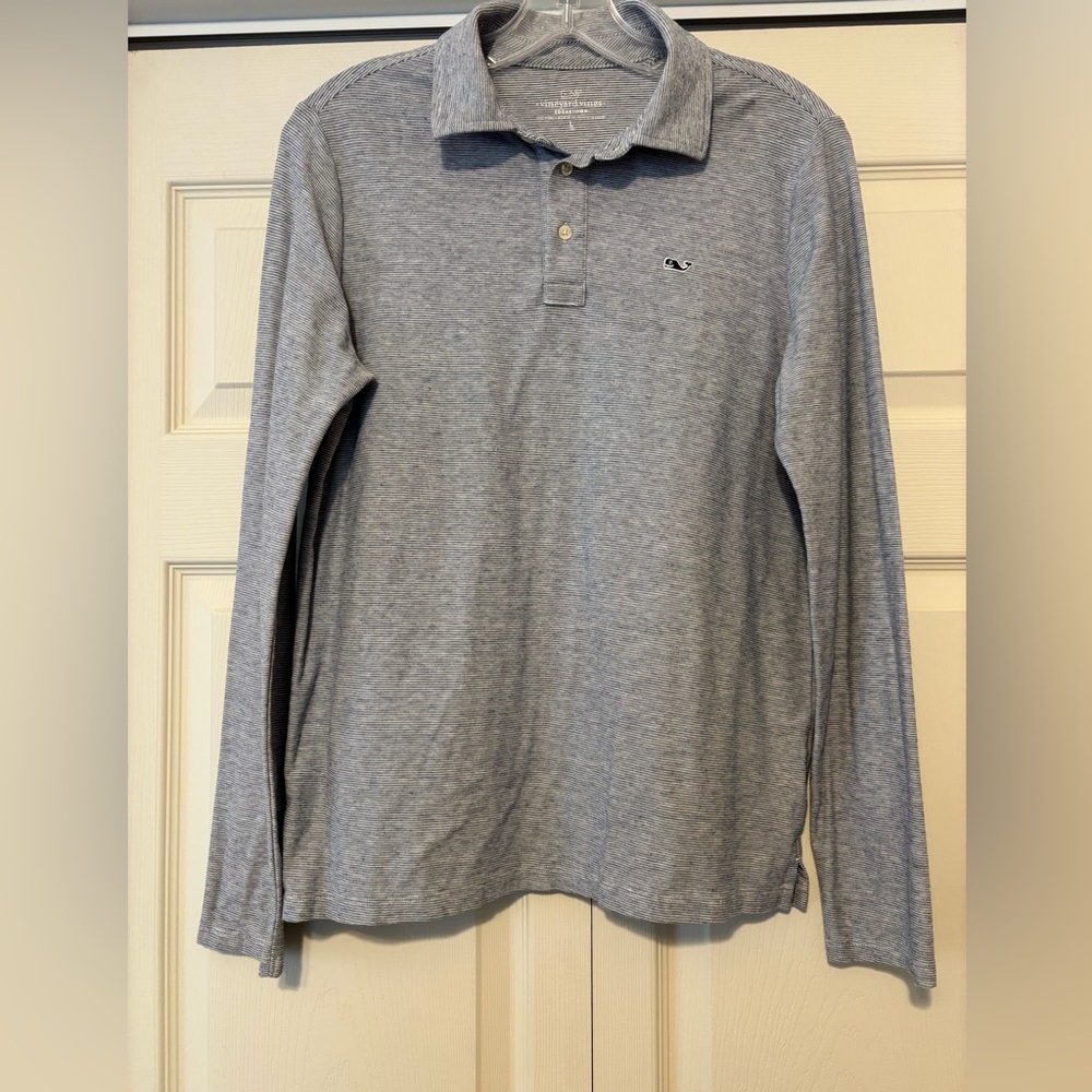 Vineyard Vines Edgartown Soft Long Sleeve Blue Heathered/Striped Shirt